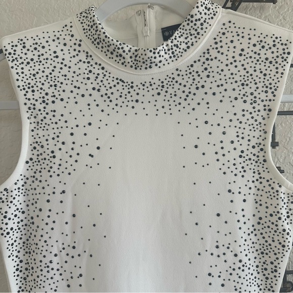 White Rhinestone Bodycon Mini Dress | Valentine Brand Sparkly Party NWT M - Picture 9 of 11